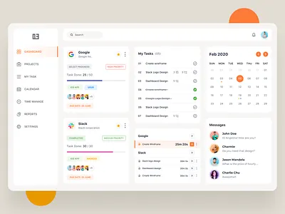 Task Management Dashboard activity calendar design project project management task task management ui web