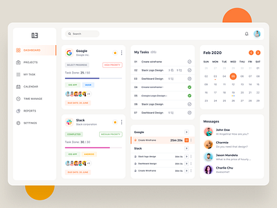 Task Management Dashboard activity calendar design project project management task task management ui web