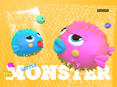 Puffer fish c4d illustration monster