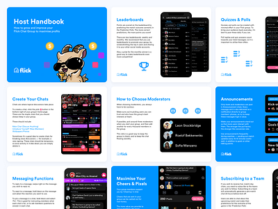 Flick - Host Handbook app app design brand community handbook identity interface pdf print print design product design sports sports chat tutorial ui ui design user interface ux ux design walkthrough