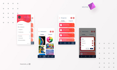 Welthe - Mobile | UI design android app android app design android apps application design application ui mobile app mobile app design mobile ui ringtone sidenav ui uidesign uiinspiration uiinspirations uiux user experience user interface design userinterface ux uxinspiration