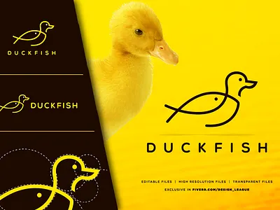 Duckfish Logo - Design_League brand design clean creative duckfish duckfishlogo eye catching fresh design line art logo minimalist mordern logo simple trendy