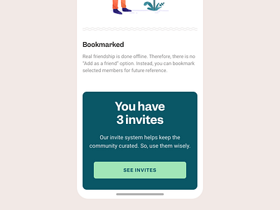 Invitation System community community app explore friends friendship invitation invite invite giveaway mobile app mobile design mobile ui mobile ux nomad nomadic register register form travel traveling vibe wanderlust