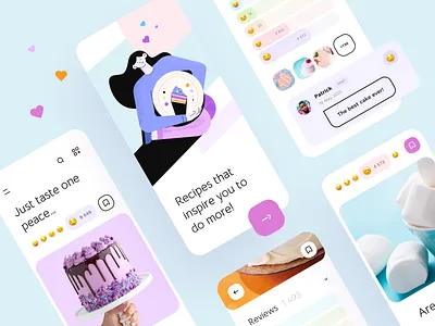 Online recipes food - Mobile App app app design mobile app mobile app design mobile design mobile ui recipe recipe app recipe book recipe card recipes social network