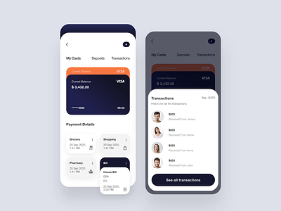 Banking App Concept app card card design clean design finance ios app design minimal mobile payment app talavadze tranding transaction ui ux