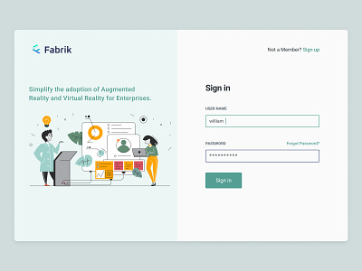 Login Screen-Fabrik branding illustration login design login form login screen minimal ui ux web webapp webdesign