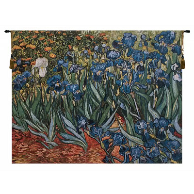 IRISES IN GARDEN BELGIAN WALL TAPESTRY branding home home decor tapestry tapestry cushion tapestry throw wall art