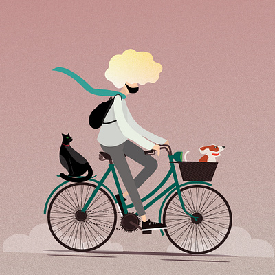 Bicycle man animated animation animation2d cycling dygital gif illustration illustrator instagram post loopinggif travel vector