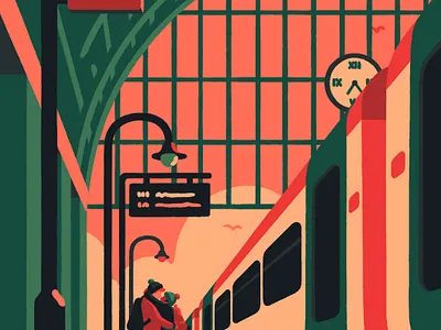About Today art artist couple goodbye hug illustration illustrator london love platform priya mistry train trains transport