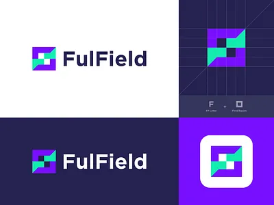FulField - Logo Design abstract alphabet app icon brand identity branding design f f letter logo f monogram field fulfield identity design logo logo design logo designer logo grid logotype negative space logo smart clever modern logo design square