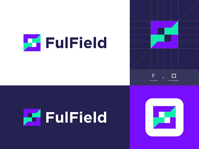 FulField - Logo Design abstract alphabet app icon brand identity branding design f f letter logo f monogram field fulfield identity design logo logo design logo designer logo grid logotype negative space logo smart clever modern logo design square