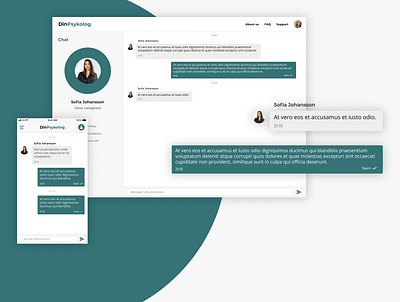 DinPsykolog - Progressive Web app chat chat app chat design dashboard design health tech mental health progressive web app pwa