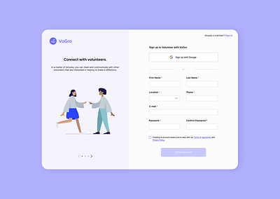 VoGro Sign Up Refresh branding design ui ux ux ui web website