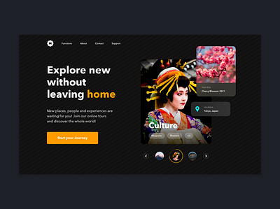 Journezz - Travel Website Design application dailyui dark ui design interface landing page remote tourism tours travel app travel website traveling travelling ui uiuxdesign ux web design website