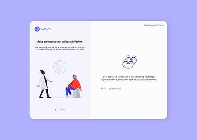 VoGro E-mail Confirmation / Cool Beans Page branding design flat ui ux ux ui web website
