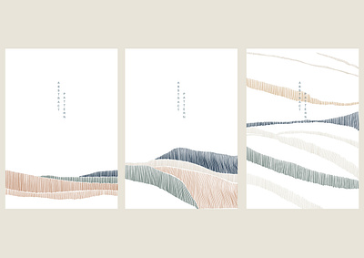 Abstract landscape template with hand drawn line pattern vector. by ...