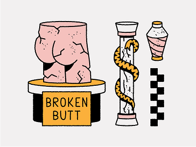 Broken Butt animal apparel ass butt column decoration greece greek human icon museum snake statue streetwear tattoo