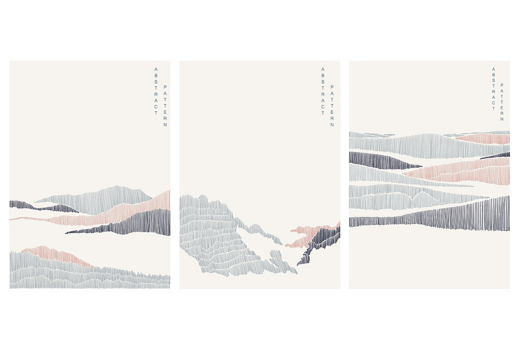 Natural landscape with line pattern vector. Abstract art backgro by ...