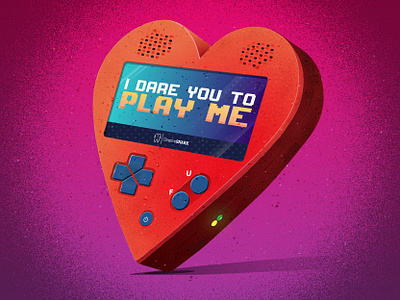 "Play With My Heart" Handheld Game comic design funny illustration gradient icon illustration logo texture typography vector vector illustration vectorart