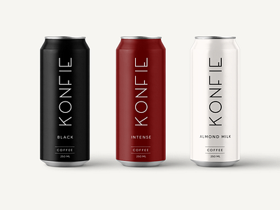 KONFIE Coffee Cans pt.2 beverage brand brand design branding clean coffee coffee bean coffee brand cold cold brew design food product design simple typogaphy