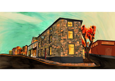 Blaenavon Heritage Site Project art building art building design digital art illustration procreate pub restoration project scenary scenic welsh welsh town