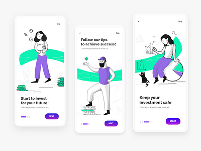 Onboarding Trading App dark mode design finance app illustration mobile onboarding onboarding illustration onboarding screens onboarding ui ouch trading trading app