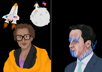 GIFS of Katherine Johnson and David Cameron animated animatedgif british government david cameron gif illustration math nasa politics portrait portrait gif science stylized uk