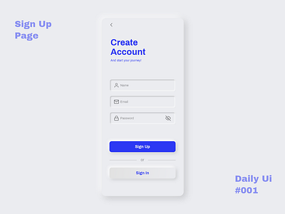 Neumorphism Sign Up Page 001 app dailyui neumorphism signup ui