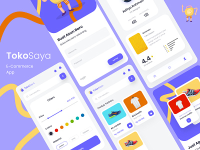 TokoSaya: E-Commerce App Design app art design flat illustration minimal mobile mobile app mobile app design typography ui ux