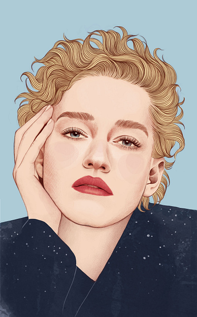 Julia Garner celebrity digital editorial folioart illustration mercedes debellard portrait realism sctress