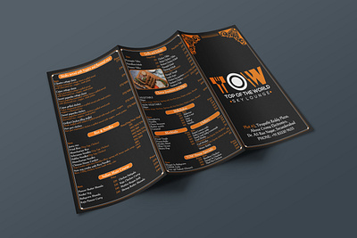 Tri-Fold Brochure Menu Template brochure brown business cartoon cook desert drink eating food layout lunch mascot men menu modern pasta print print ready promotion red