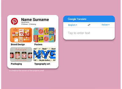 Widget for Pinterest and Google Translate app design dribbble dribbbleweeklywarmup flat icon ui ux vector weekly warm up