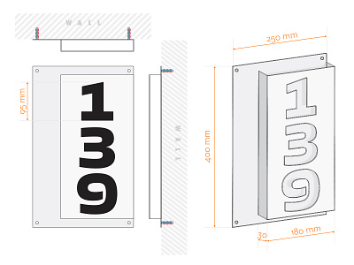 Custom digits and street sign bezierclub custom design draft handmade lettercollective lettering numerals plan sign signage street technical drawing vector workshop