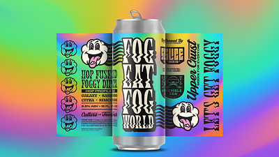 FOG EAT FOG WORLD badge beer branding brethren cloud craft beer dipa foggy gradient hazy identity illustration logo packaging slice trippy typography