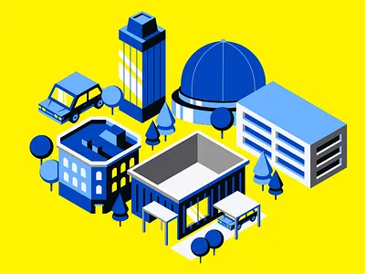 Lil City branding building car city illustration print