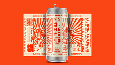 Blinding Sunrise Can Art badge branding brethren craft beer identity illustration ipa lettering logo packaging propaganda rising sun type typography west coast