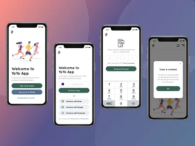YoYoApp Login Screens app athletes daily ui design interface ios login mobile register running app signup sketchapp ui user experience user interface ux yoyo