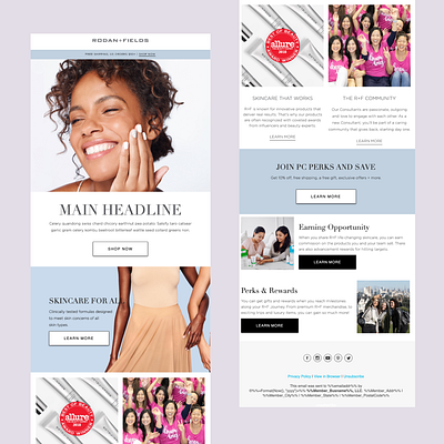 Rodan + Fields Email beauty email design email marketing email template email template design skin care skincare