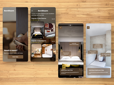 RentRoom App app design room booking ui
