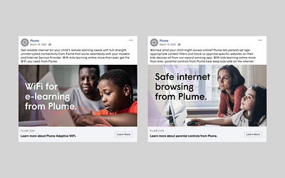 Plume Segmented Audience Digital Ad Campaign banners campaign e learning internet safety marketing campaign remote school social media virtual learning wifi