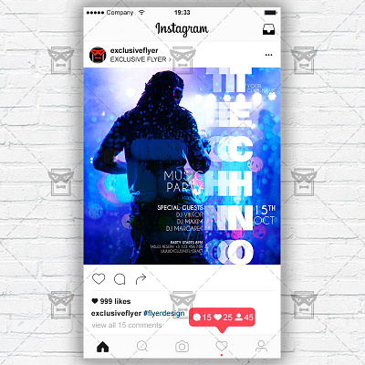 Techno Party - Instagram Post and Stories PSD Template flyer psd flyer techno techno techno club party techno flyer techno flyer design techno music techno night techno party