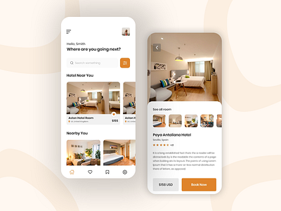 Hotel Room Booking Application Design app app design application clean design dashboard estate hotel hotel app hotel booking hotem room landing page minimal mobile app room simple travel ui design uiux uxui web template