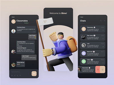 Bimo messenger concept app banner concept design graphic landing page ui ux web webdesign