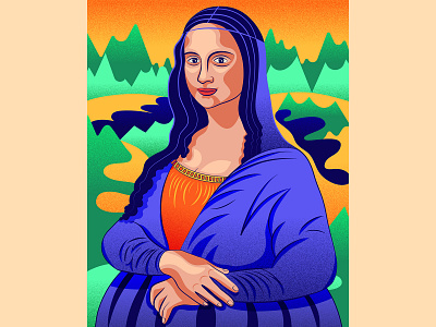 Mona Lisa smile 2d illustration adobe illustrator cc digital illustration editorial illustration freelance illustrator grain texture illustration mona lisa portrait illustration surface design vector art vector illustration wacom cintiq