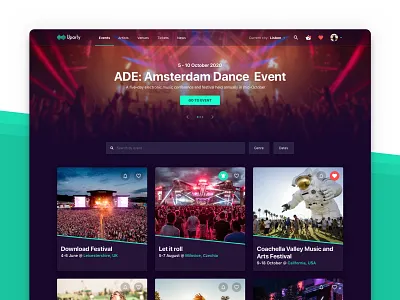 Uparty - Events & Artists Website artists design events interface ui ux web website