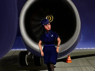 Air hostess design digital painting illustration