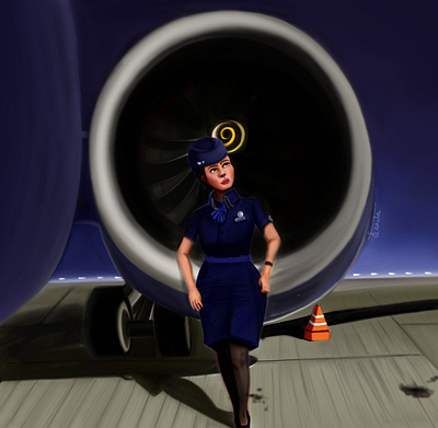 Air hostess design digital painting illustration