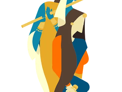 radha krishna design digital painting illustration logo vector