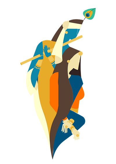 radha krishna design digital painting illustration logo vector
