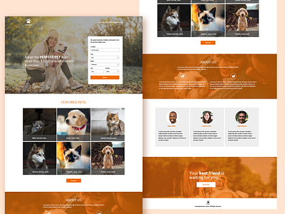 Landing Page dailyui dailyuichallenge landing page pet adoption ui ux uiux web design